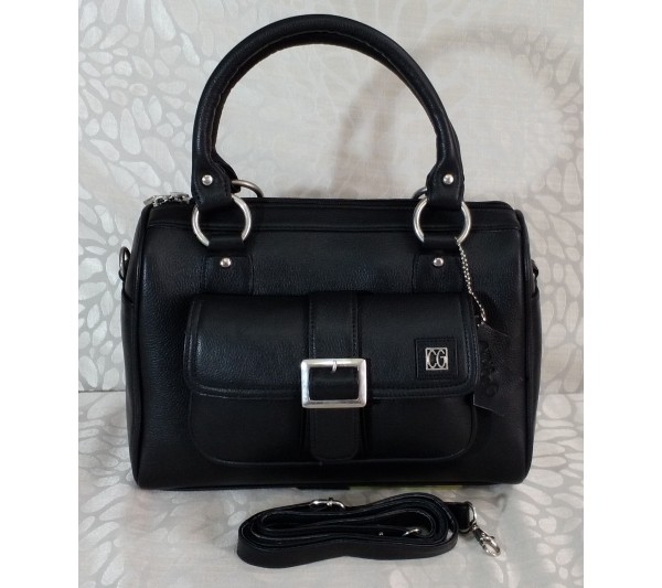 Schwarz Original Leder Damen Handtasche/Satchel