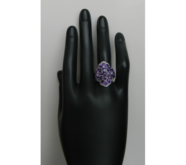 2,83 Cts. Amethyst & weißer Topaz Sterlingsilber Ring